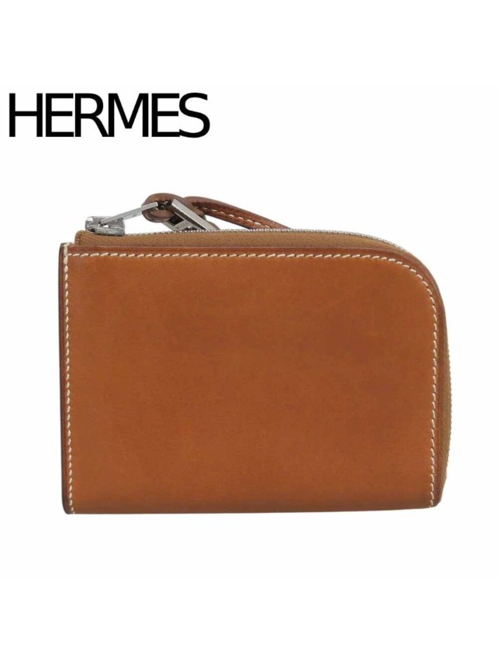 Hermes Remix Mini L-shaped Zipper Leather Coin Purse Card Case Brown